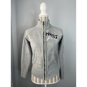 Vintage Abercrombie and Fitch size M zip up sweatshirt Gray Grunge Skater Scuba